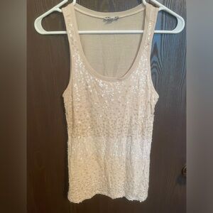Express cream and white sequins tank top